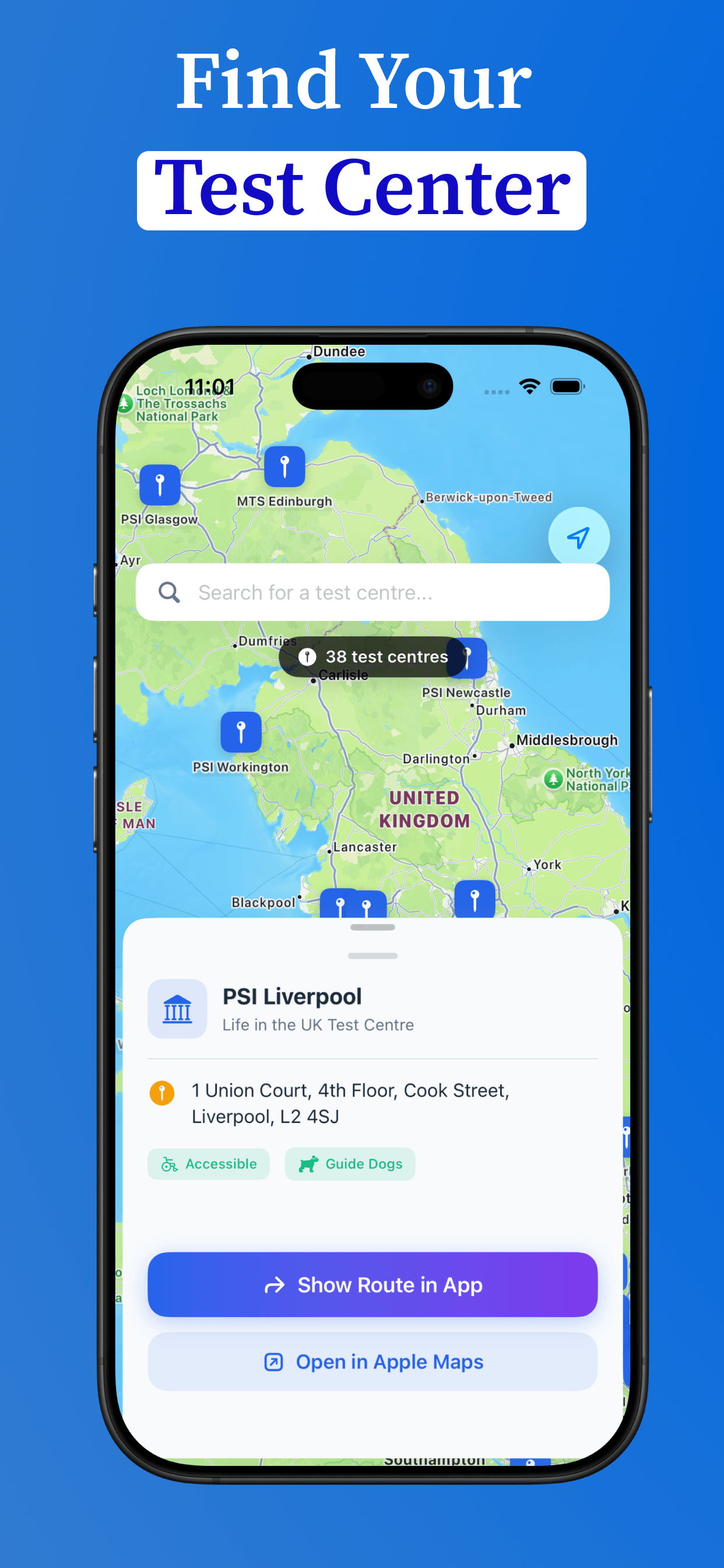 LifeUK App - Find Your Test Center